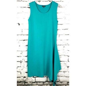 J. PETERMAN Artsy Minimalist Lagenlook Jersey Knit Stretch Dress Green Small